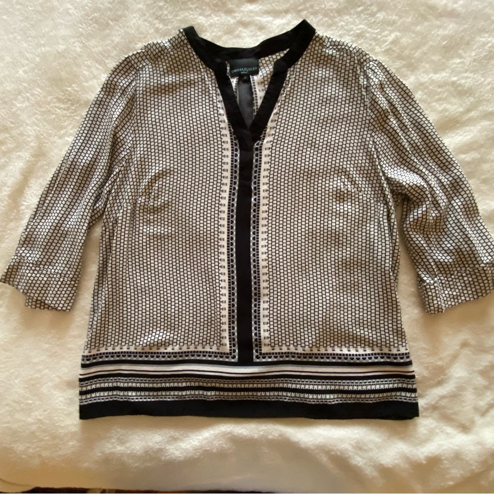 Cynthia Rowley Elegant Black and White Women's Career Blouse 1X